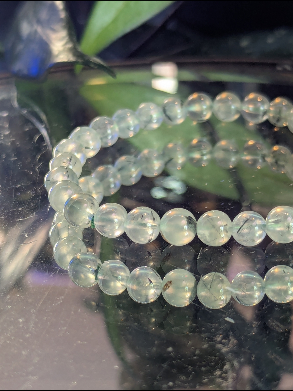 Special A-Quality Himalayan Dream Quartz, Prehnite, And Epidote Beaded Bracelet